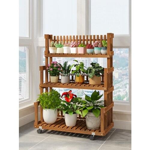 Flower stand shelf balcony movable stepped flower shelf living room indoor floor stand multi-layer flower pot shelf