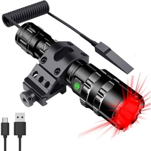 Portable LED Tactical Flashlight White/Red/Green Hunting Light 18650 Lithium Battery Powered Camping Adventure Daily Carry