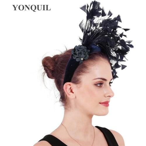 Ladies Women Elegant Headband For Ladies Fashion Feathers Headwear With Floral Bridal Hair Band Fascinators Hair Accessories