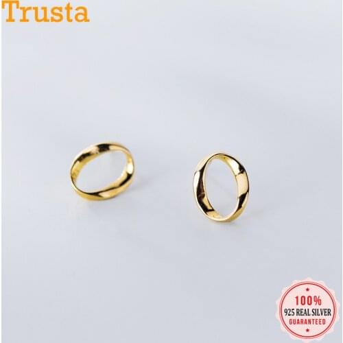 Trustdavis Authentic Minimalist 925 Sterling Silver Hollow Ellipse Stud Earrings For Women Sterling Silver Jewelry Gift DA938