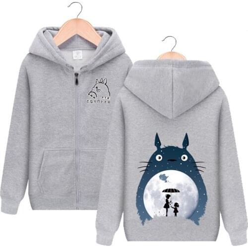 Totoro Spring and Autumn Plus Velvet Jacket Mens and Womens Tops Couple Clothes Zipper Jacket Hoodies & Sweatshirts Anime