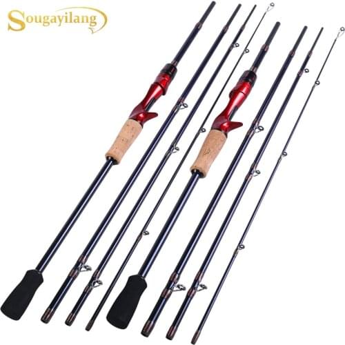 Sougayilang 1.8m 2.1m 2.4m Casting Fishing Rod 100% Carbon Surper Hard Fishing Pole 4 Sections Casting Lure Fishing Rod De Pesca