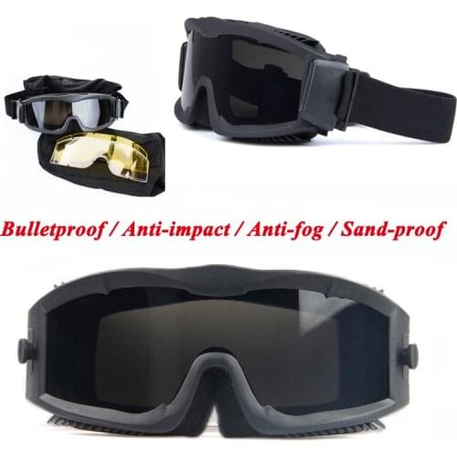 UV400 Outdoor CS Airsoft Goggles Ballistic Glasses Anti Fog Tactical Goggles Shooting Hunting Eyewear 3 Lens