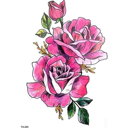 DIY Body Art Temporary Tattoo Colorful Flower Watercolor Painting Drawing Decal Waterproof Tattoos Sticker