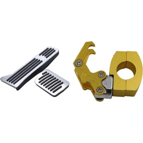 1 Set No Drill Accelerator Brake Gas Pedals Pad Cover & 1 Pcs Helmet Hook Luggage Bag Hanger Hook Holder