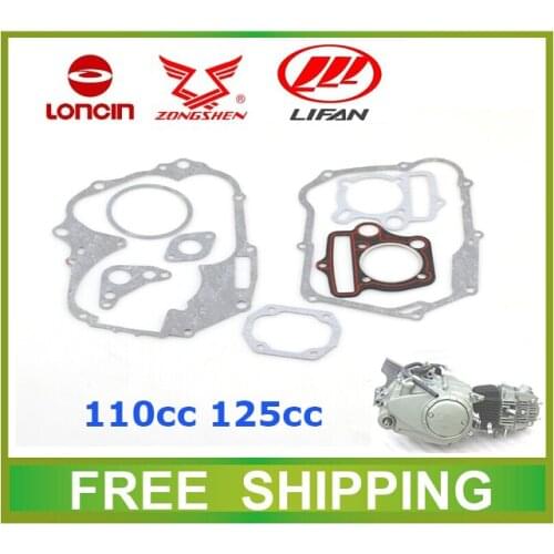110cc 125cc gasket horizontal engine gasket 52.4mm 54mm zongshen loncin lifan kayo dirt bike atv quad mini moto free shipping