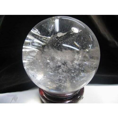 12.01cm natural clear quartz crystal ball sphere +stand
