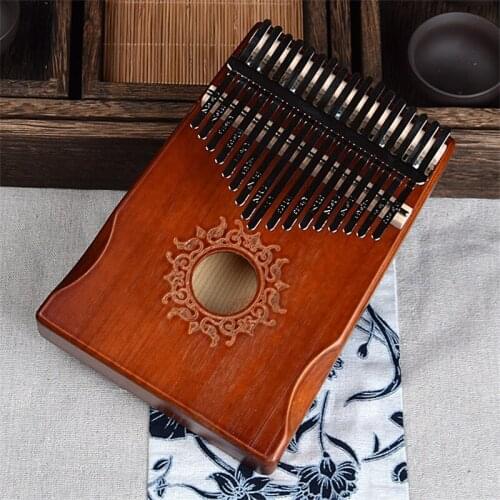 17 Keys Bull Kalimba Thumb Piano Sapele Mahogany Body Musical Instrument Clock High Quality Finger Piano Instrument Accessories