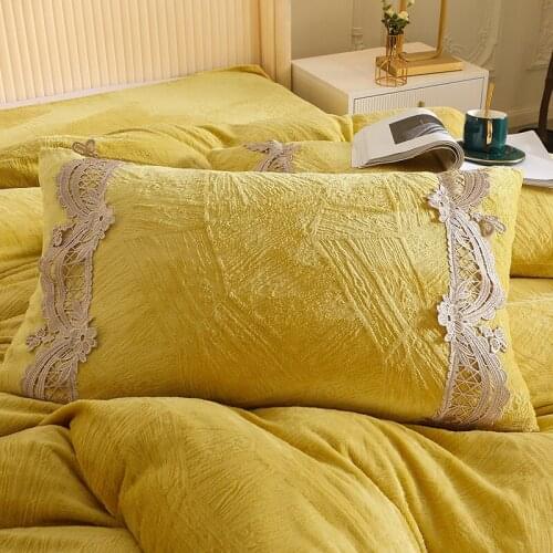 2pcs Milk Velvet Pillow Case Cover Lace Rectangle Home Decor Pillow Shams for Bed luxury Winter Warm Soft 48*74cm