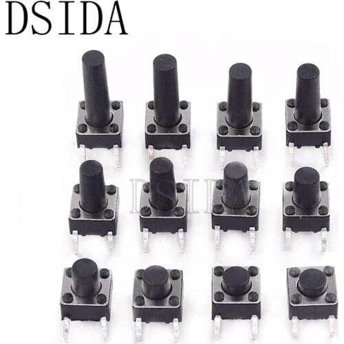 20pcs 6*6*10 mm Panel PCB Momentary Tactile Tact Push Button Micro Switch 4 Pin DIP Light Touch 6*6*10mm Keys Keyboard
