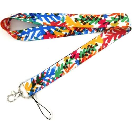 20pcs Colorful leaves Keychain Lanyards Id Badge Holder ID Card Pass Gym Mobile Phone Badge Holder Key Strap webbings ribbons