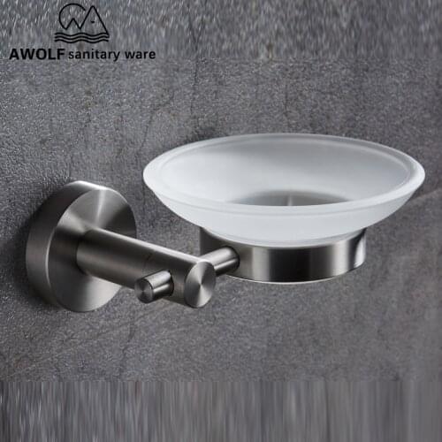 304 Stainless Steel Brushed Soap Dishes Durable Water Draining Holder Soap Accessories Wall Mounted Bathroom Accessories AZ5126
