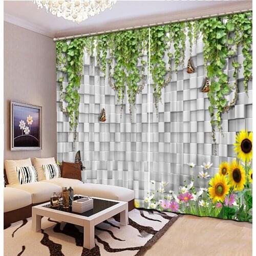 3D White wall rose flower Door Windows Curtains for Living Room Bedroom Decorative Kitchen Curtain Drapes