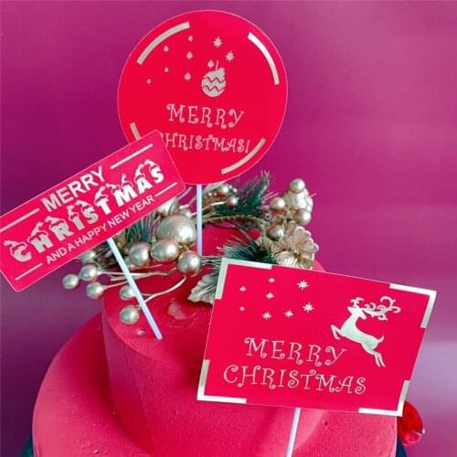 5pc Merry Christmas Cake Topper Flag Card Inserting Party Cake Decoration Christmas Plug Party Supplies Hanukkah