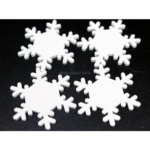 500pcs Unfinished Wood Snowflake Cutout Holiday Christmas Ornament DIY decor size from 22mm-32mm White double sided display
