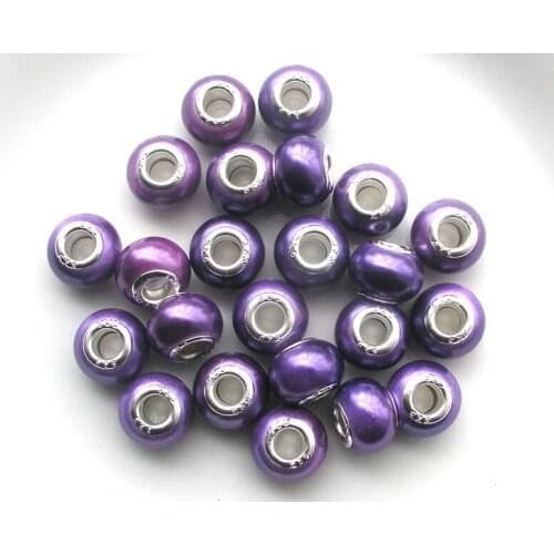 Free Shipping 200pcs/lot Wholesale Fashion Big Hole Purple Resin Beads for Eurpean Bracelet jewelry DIY