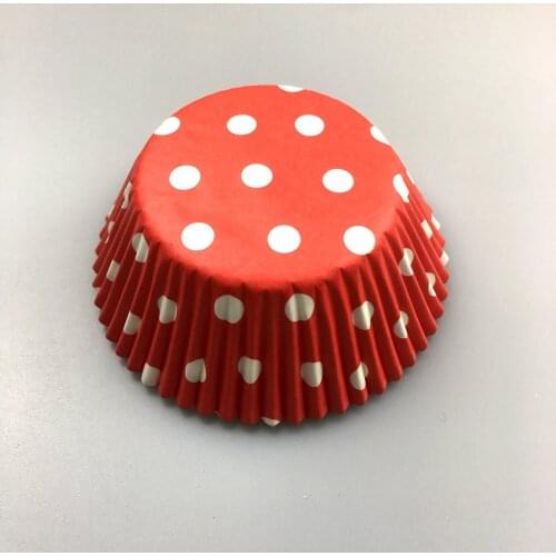 Free Shipping 100pcs Red Polka dot Paper Cake Cup Liners Baking Cup Muffin tray for wedding birthday party Cupcake Cases