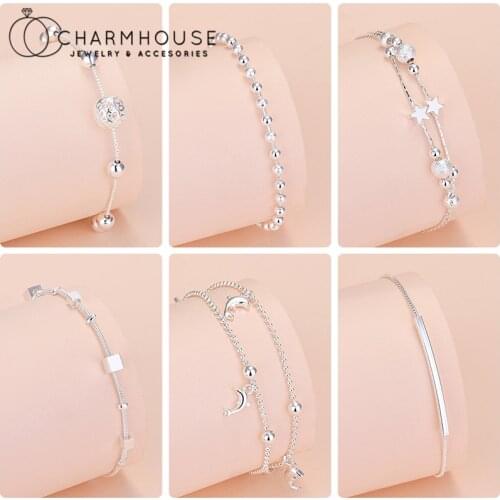 Charm Bracelet 925 Silver Multi Layer Beaded Bracelet Chain Wristband Pulseras Mujer Best Friend Gifts Fashion Jewelry Accesorie
