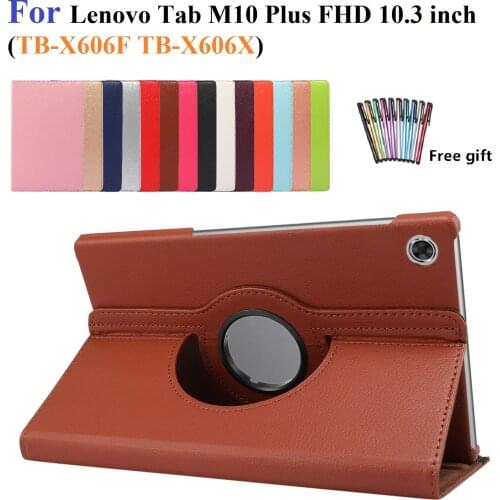 Tablet Case for Lenovo Tab M10 Plus FHD TB-X606F TB-X606X 360 Degree Rotating Stand Tablet Cover Leather protective Cases Shell