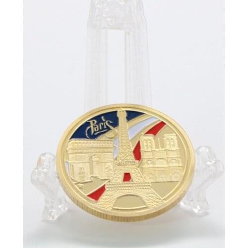 France Notre Dame Cathedral and Eiffel Tower Gilded Collection Commemorative Coin Coin Gift Challenge Coin