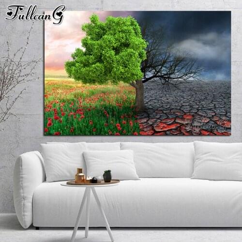 FULLCANG spring autumn natural scenery 5d diy diamond painting full square round drill rhinestone embroidery kits FG0201