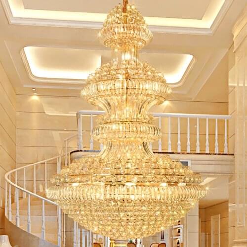 Crystal Chandeliers Lighting Fixture American Golden Crystal Chandelier LED Lamps European Hotel Lobby Hall Home Indoor Lights