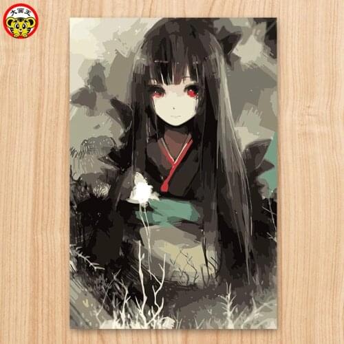 Painting by numbers art paint by number Hell girl Yan magic love Anime Girl Decorative paintings Coloring Digital Painting manua