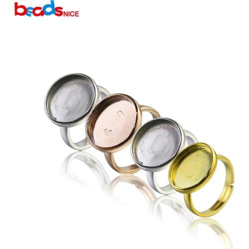Beadsnice ID33432 Sterling Silver Diy Jewelry Accessories15mm/16mm Bezel Cup Setting Ring Cabochon Setting Ring