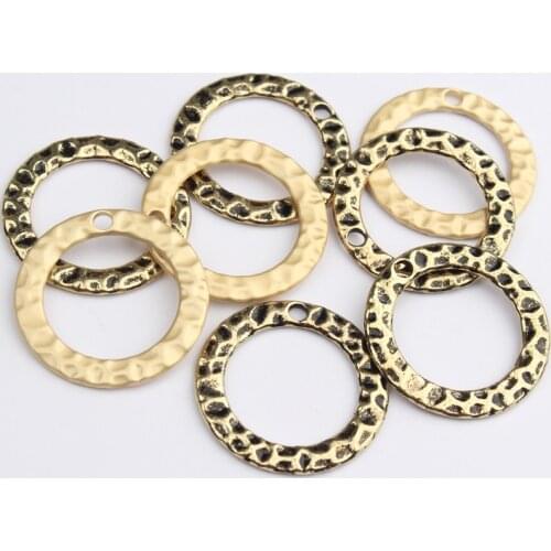 Zinc Alloy Round Circle Charms Pendant Connector 6pcs/lot 25mm For DIY Jewelry Earring Making Accessories