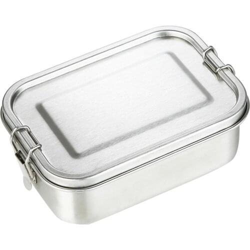 304 Stainless Steel Lunch Box Single Layer Adult Lunch Container Leakproof Rectangular Student Office Worker Bento Box 800ml