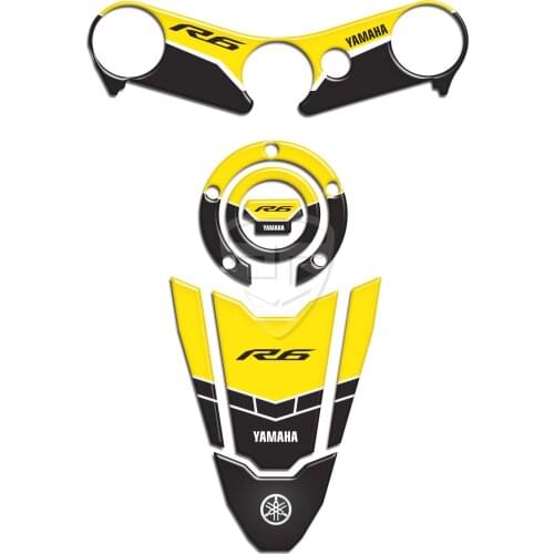 Motorcycle Gas Fuel Oil Tank Pad Plate Fork Protector decoration Sticker Yellow Black for Yamaha YZF R6 YZF600 2006 - 2016