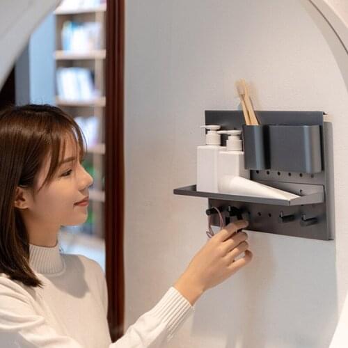 Aluminum Alloy Metal Pegboard Combination Kit Shelf Hooks 28x23cm Doorway Key Holder Kitchen Bathroom Wall Storage Organizer