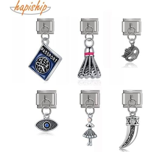 Hapiship 2021 Original Daisy Fashion Girl Mask Eye Passport Charm Links Fit 9mm Bracelet Stainless Steel Jewelry Making DJTop80