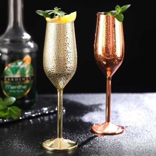 OAPE 200ml Shiny Rose Gold 304 Stainless Steel Smooth And Tidy Goblet Cocktail Martini Champagne Glass Cup Bar Bartender Tools