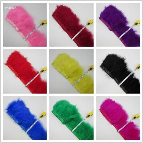 Wholesale Turkey Feather Trims 6 Yards Dyed Real Geese Feather Fringes Ribbons for Dress Skirt Cloth Belt decorative Clothing