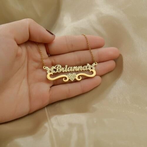 Stainless Steel Customized Diamond Necklace Personalized Letter With Butterfly Heart Pendant for Women Girls Hot Jewelry Gifts