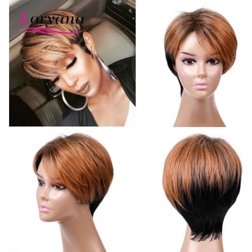 Bob Wigs Loryana Short Synthetic Hair Wigs Light Brown For Black Women Heat Resistant Synthetic Wigs Free Shipping