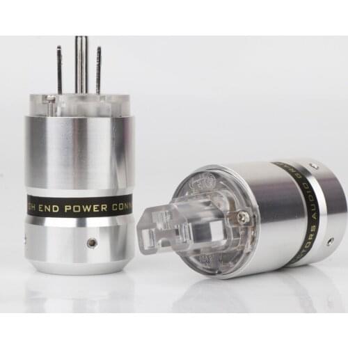 Preffair New OEM Hi-End Rhodium Plated US Power Cable Plug IEC Connector Female Male Plug for Hifi Power Plug Extension Adapter