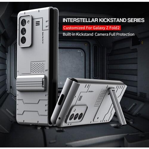 Phone Case For Samsung Galaxy Z Fold 2 5G, Luxury Shockproof Hybrid Armor Defender Kickstand Case Cover