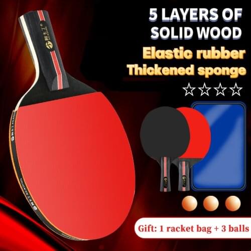 Table Tennis Racket Bat Beginners Double-sided Rubber Straight Horizontal Ping Pong Racket Racket Balls Set For Chilren Adults