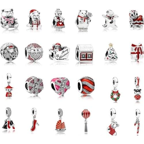 Christmas Beads Fit Original Pandora Bracelets Charms Jewelry 925 Silver Beads Charm Pendant Christmas Jewelry Gift