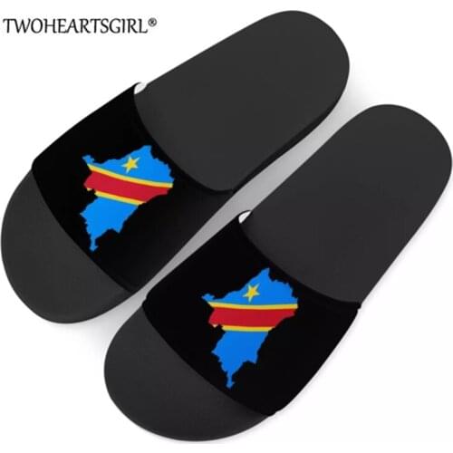 Women Summer Sandals Republic of Congo Flag Print Rubber Slippers Casual Fashion Indoor Comfortable Home Non-slip Footwear