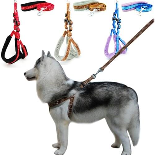 Dog Harness Vest Leash Polka Dot Breathable Mesh Pet Produts Adjustbale Outdoor Walking Leash Dog Collar for Medium Large Dogs