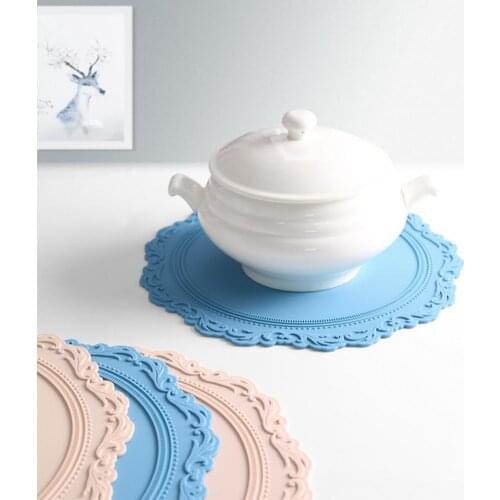 1PC Silicone Tableware Insulation Mat Coaster Cup Flower Lace Pad Heat-insulated Bowl Placemat Home Decor Desktop