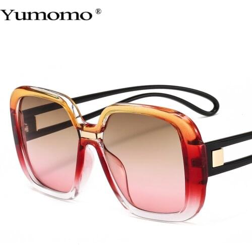 Fashion Oversized Square Sunglasses Women 2021 Vintage Colorful Lens Eyewear Popular Men Sun Glasses Gradual Frame Shades UV400
