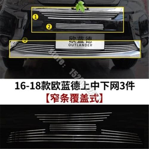 Car styling stainless steel Front under Grille Around Trim Racing Grills Trim for Mitsubishi Outlander 2016-2018