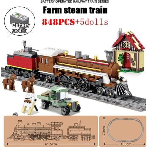 Electric City Freight Train Building Blocks Battery Power Railway Track High-tech Car Bricks Educational Toys For Children Gifts