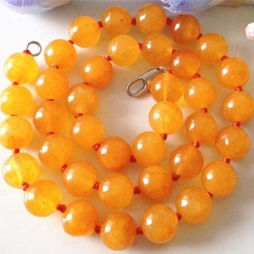 Yellow chalcedony jades semi-precious stone 10mm round beads diy chokers necklace for women party gifts jewelry 18inch MY3360