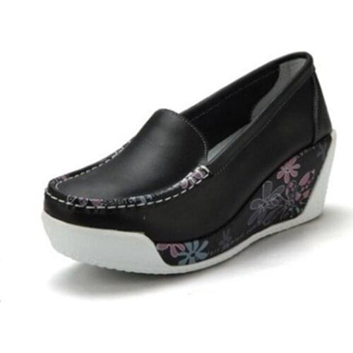 Female Swing shoes casual loafers platform womens fashion pumps shoes patchwork wedges heel shoes Spring Autumn boat shoes