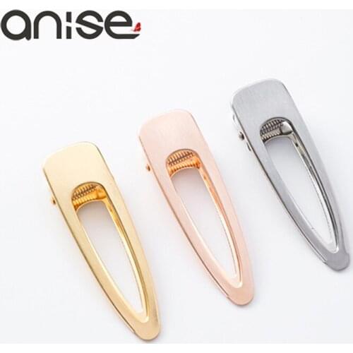 Anise Woman Vintage Metal Brushed Hair Clip Girl Simple Gold/Silver Color Barrettes Hairpin Hair Decorations Accessories